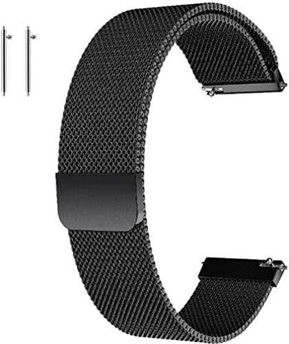 YSTrillion Bracelet de Montre Magnétique en Métal Inoxydable, Quick Release pour Smartwatch et Montre Traditionnelle (20mm, Noir)