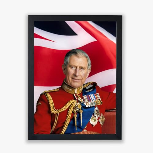 Spiffing Prints King Charles III Portrait Gedenkkunstwerk, UK Krönung, Poster/Kunstdruck, gerahmt, klein