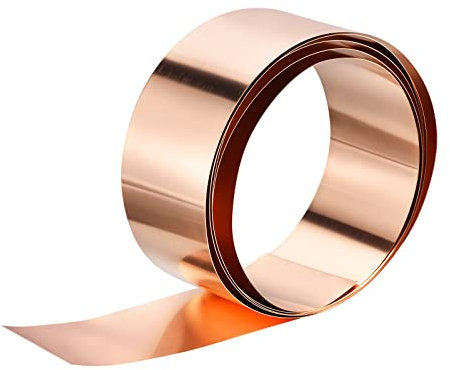 sourcing map 99.9% cobre puro intermitente, 1 mm x 100 mm x 1 m, rollo de hoja de metal de cobre, tira de cobre, placa de lámina de metal para proyectos de bricolaje eléctricos