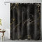 LB Schwarzer Marmor Duschvorhang 150x180cm Gold gestreift Antischimmel Wasserdicht Badezimmer Vorhänge, Abstrakt Geometrisch Kurz Polyester Stoff Bad Vorhang mit Haken
