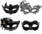 RoadLoo Venezianische Maskerade Maske, 4 Stück für Damen und Herren - Party, Karneval, Halloween, Weihnachten Kostüm - Spitze Masken Set