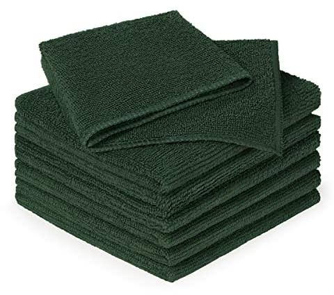 Blumtal Serviette Microfibre - Lot de 12 - Chiffon Microfibre 30x40 cm - torchon Absorbant Menage - Chiffon vitre sans Trace & Voiture - torchons Voiture Resistant - Lavable à 60 °C - Vert foncé