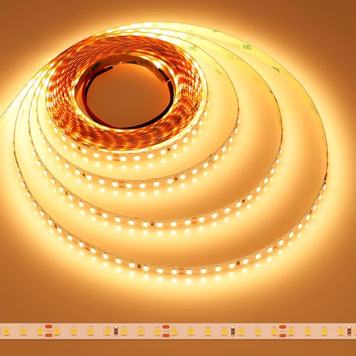 JOYLIT 24V LED Streifen 5M Warmweiss 2700K 9500LM Sehr Hell CRI 92+, CE UL Profi 90W 2835 SMD 126LEDs/M Hohe Dicht Selbstklebend Licht Band Weiß, IP20 Innen LED Strip Beleuchtung für Wohnen, Gewerbe