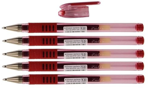 Pilot G1 Kugelschreiber, breite Spitze, Gel-Tinte, Rot, 5 Stück