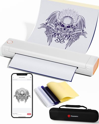 Phomemo M08F Impresora Termica Tattoo,Termocopiadora Tatuaje para Estudios de Tatuajes, Artistas de Tatuajes con 10pcs Papel de Transferencia y Organizador