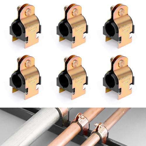 Forestchill Rubber Cushion Strut Clamp, 6 Pcs High Temperature Resistance Zinc-plated Strut Clamps for Copper Pipes, Galvanized Tubings, PEX Pipes, and Gas Pipings (1-1/4 Inch)