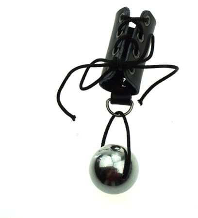 HeYie Verstellbarer Leder Penis Ring mit Gewicht Metallkugel, Schwer Bondage Ball Stretcher Penis Anhänger Hodengewicht Hodenring Cock Ring Verzögerte Ejakulation Penis Ring Für Männer
