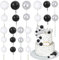 Gyufise 30Pcs Balls Cake Toppers Ball Cake Picks Ball Shaped Cupcake Toppers Foam Balls Cake Topper Mini Balloons Cake Decorations for Wedding Baby Shower Birthday Party Supplies Black White Silver