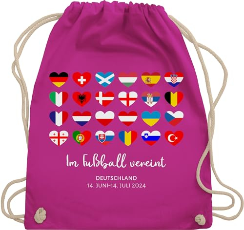 Turnbeutel Rucksack - WM Taschen - Im Fußball vereint - Deutschland EM 2024 Länder - Unisize - Fuchsia - deutschland-fanartikel fußball-em fanartikel europameisterschaft germany beutel fussball