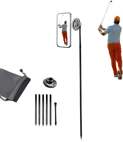 YKI Golf Swing Analyzer Holder, Magnetic Golf Phone Monopod Stand with Ground Spike for Training Aid, Portable Golf Selfie Stick Mount for Filming Golf Swings, Golf Phone Holder Stick