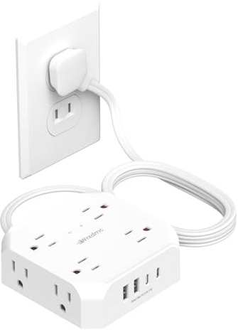 2 Prong Power Strip, WRXDMC 2 Prong to 3 Prong Outlet Adapter, 1400J Two Prong Surge Protector, 5ft Extension Cord, 8 AC Outlets with 2 USB C Port and 2 USB A Port, Wall Mountable, Ideal for Old House