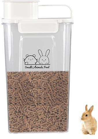 Plastic Airtight Food Container for Small Animals, 3.5L Clear Pet Food Storage with Pour Spout, Perfect for Hamster Sand, Rabbit Food, Nuggets, and More