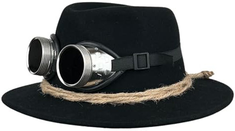 Mauerer Trachtenhut für Herren mit Gletscherbrille Filzhut für Herren in Anthrazit und beiger Kordel - abnehmbare Gletscherbrille - Tiroler Hut (DE/NL/SE/PL, Numerisch, 57, Schwarz)