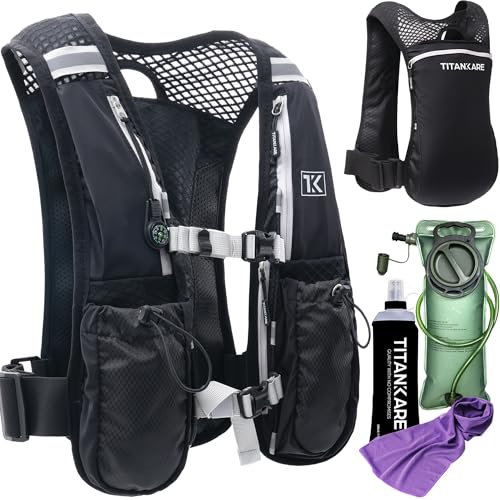 TITANKARE Running Vest Elite Backpack – 5L Hydration Vest with Pockets, Lightweight Water Bottle, Phone Holder, Adjustable Reflective Marathon Trail Running Gear for Men and Women (Elite Plus)
