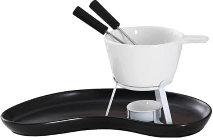 Colcolo Chocolate Fondue Pot Cheese Fondue Pot Melting Mug for Cheese Chocolate Butter Warmer Set Cheese Serving Fondue for Wedding, with Tray