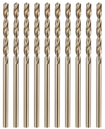 sourcing map 10pcs M35 Cobalt Twist Drill Bit 2mm(5/64) Dia High-Speed Steel Metric Drill Bit with Titanium Coating For Drilling Hard Metals, Stainless Steel, Alloy Steel, Cast Iron