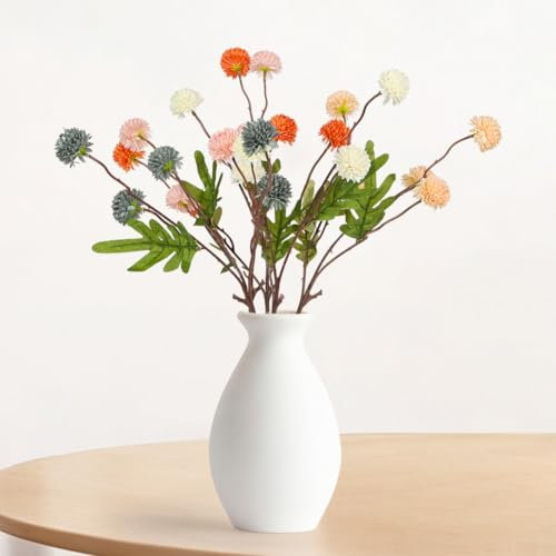 HOTUT Flores Falsas de Kiku, 5 Piezas Flores Artificiales Crisantemo, Ramo Artificial para Decoración del Hogar, Oficina, Jardín Arreglos Florales - Colores Mixtos