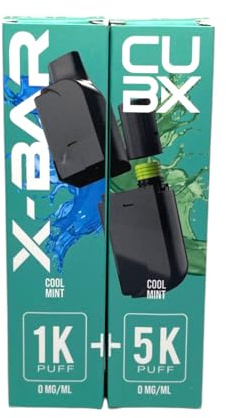 CUBX- double pod remplissable (batterie non incluse) sans nicotine ni tabac, Vente interdite aux personnes âgées de moins de18 ans (saveur : Menthe Fraîche)