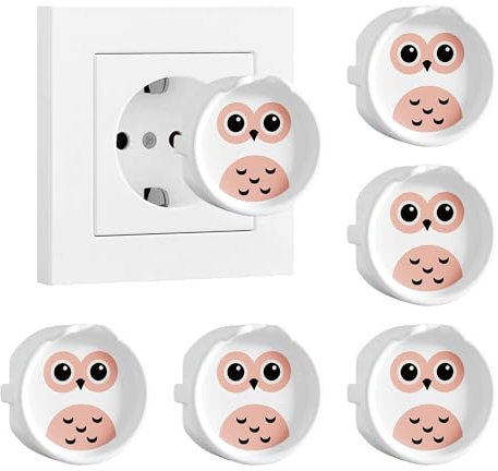 CBRVTY 6 Stück F-Typ-Steckdosenabdeckung mit Eulenmuster, Silikondose Dekorative Abdeckung, Verhindert Kontakt von Kindern, Steckdosenschutz, 6 Weiß