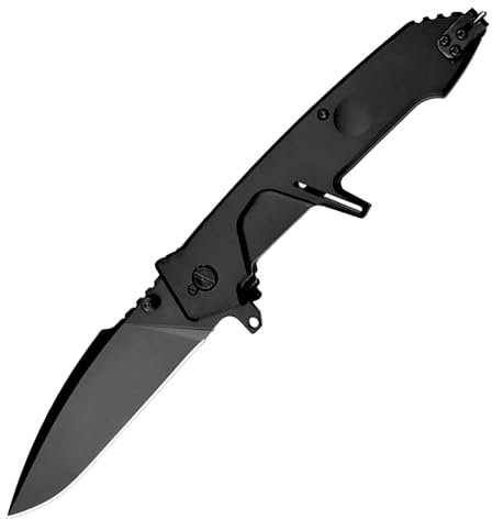 Outdoor Messer Survival Taschenmesser Robust Aus Stahl N690 Schwarz Alu Klappmesser Lang, Camping messer multitool, F2 Jagdmesser Scharfes Einhandmesser, ‌Allzweckmesser EDC Messer mit KnopfdruckLock