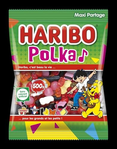 HARIBO - Polka - Assortiment De Bonbons - Sans Colorants Artificiels - Sachet 500 g