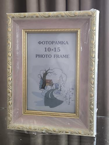 . Cadre photo - Style baroque - Rose blanc et doré - Style vintage shabby chic - 10 x 15 cm