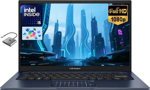 ASUS Vivobook Laptop for Student Business Home School Study, 14 FHD Intel 10-Core (Best i7-1255U), 16GB RAM 1TB SSD, Private Webcam, Windows 11 Pro