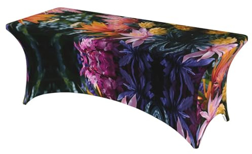 XTYGETY Colorful Succulent 2 Print Table Cloth 6ft Stretch Table Cover Rectangle Tablecloth For Parties Weddings Buffet