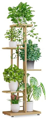 SXKJQER Pflanzenständer Mit 5 Ebenen Aus Eisen, Modern Blumenregal Display Rack Für Wohnzimmer Schlafzimmer Outdoor Balkon Garten Terrasse,mehrstöckiges Blumenregal(Gold)