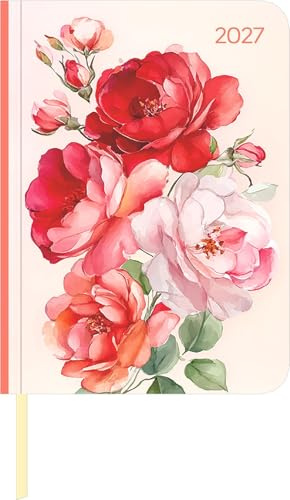 Daily Journal Roses 2027: Buchkalender A6 (10,7x15,2) cm - Tagesplaner mit Leseband, To-Do-Liste, Notizbereich & Monatsübersicht, für Beruf, Schule & Alltag