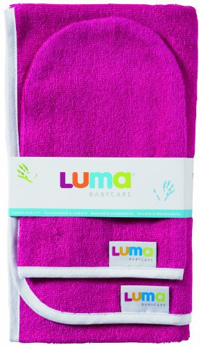 Luma L00904 Badetuch 85 x 75 cm + Waschhandschuhe 23 x 15, Magenta Pink