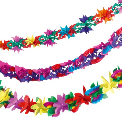 Susy Card 11221009 Girlanden-Set, 4 m Paradies sortiert, 3-er Papier