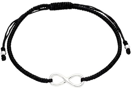 jewellerybox Black Cord Macrame Bracelet with Sterling Silver Infinity Loop Charm