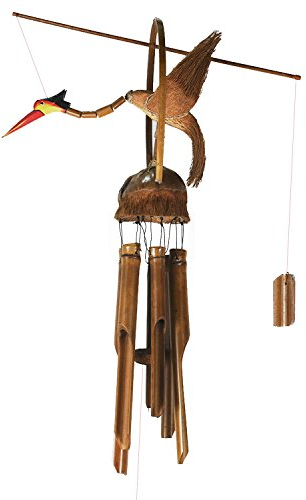 ART-CRAFT WSVO002 Windspiel Mobile Klangspiel Outdoor Indoor Paradies Vogel aus Kokos und Bambus