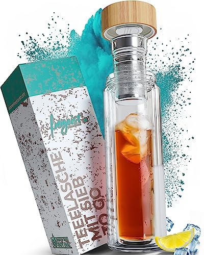 Teeflasche mit Sieb to go 500ml - attraktive Tee Flasche | Teekanne to go - Trinkflasche Tee mit Edelstahl-Filter & Hülle | Perfektes Tee Zubehör & Geschenk für Teetrinker - freigeist