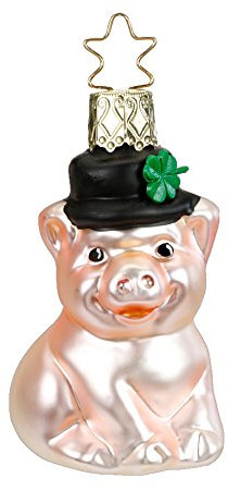 Inge-glas - Christbaumschmuck - Baumschmuck - Glücksferkel - Größe 6,5 cm - mundgeblasen