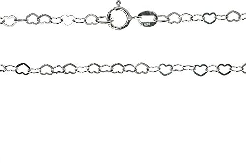 40,6 cm .925 piatto Love cuore in argento Sterling con catenina, con chiusura ad anello