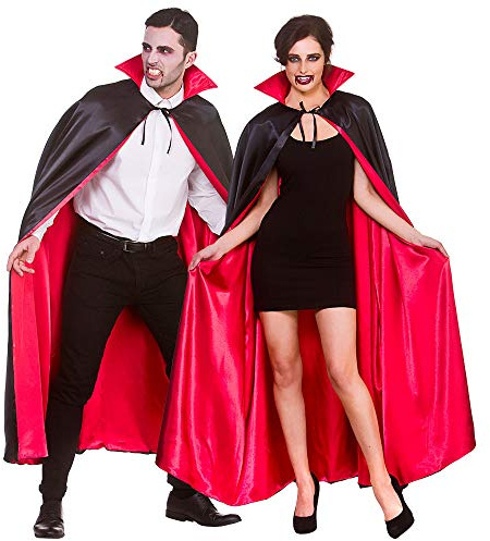 Wicked Costumes Adult Super Deluxe Black/Red Satin Vampire Cape with Collar Fancy Dress Accessory - 140cm