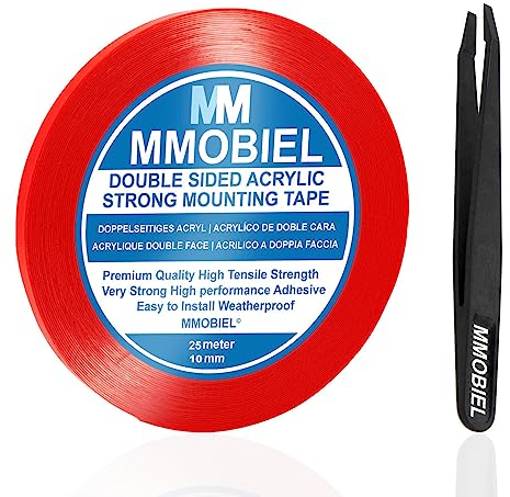 MMOBIEL 10mm Doppelseitiges Montageband Acryl Klebeband Tape 25m lang Wetterfest Entfernbar