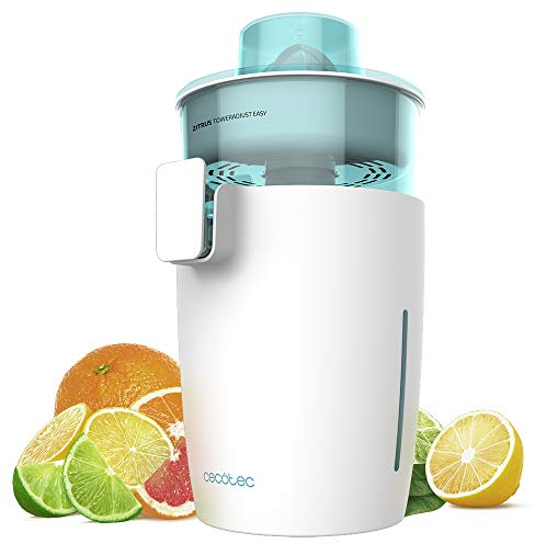 Cecotec Zitrus TowerAdjust Easy Spremiagrumi elettrico, potenza 350 W, filtro regolatore polpa, 2 coni staccabili, tamburo senza BPA, capacità 0,5 L bianco