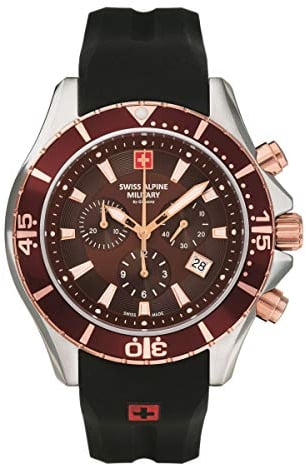 Swiss Alpine Military Herren Uhr Chronograph Analog Quarz 7040.9856SAM Siikon