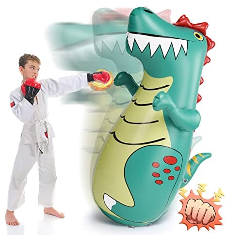 Olyee Aufblasbare 3-D Bop Tasche - Schlagen Sandsack Boxen Ziel für Kinder Und Erwachsene (Dinosaurier)