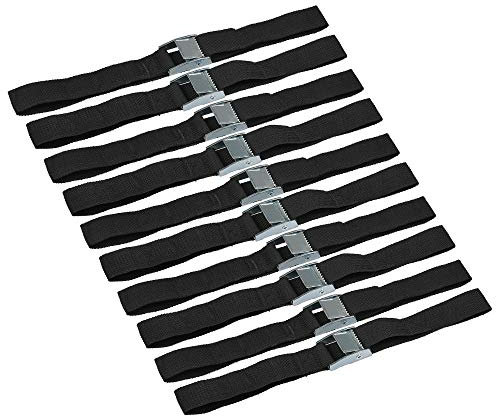 POKIENE Sangle d'Arrimage10Pcs, Sangle Porte Velo, Puissance de Traction: 100 Kg/Pcs, Kit de Fixation avec Sangle de Serrage, Boucle de Serrage, pour Moto, Voiture, Porte Vélo, (65x2.5cm, Noir)