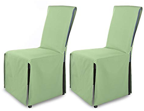 SCHEFFLER-Home Stuhlhusse Mila 2er Set/Festlicher Stuhlbezug mit Schleife für Weihnachten, Hochzeit, Geburtstag/Elegante Bankett-Husse für jeden Anlass und Stuhl/Für Esszimmer, Wohnzimmer/Mintgrün