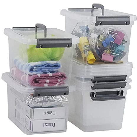 Bringer Set of 6 Clear Plastic Storage Box, 5 L Storage Latch Boxes