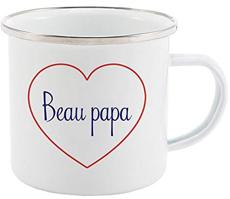 Mug Tasse Rétro en métal émaillé imprimé citation Coeur Beau papa 2463
