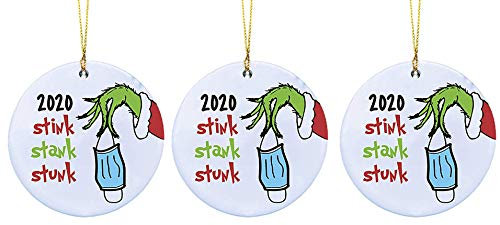 Husang Ornamento di Natale a mano, Grinch personalizzato, ornamento di Natale (3 pezzi)