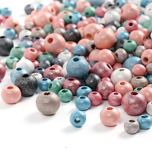 ToBeIT holzperlen bunt holz ca.1200pcs perlen bastelnperlen perlen Holzkugeln für DIY Schmuck Zubehör (6/8/10mm)