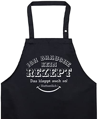 EXPRESS-STICKEREI Kochschürze Lustig mit Spruch: Ich brauche kein Rezept bestickte Schürze für Männer/Damen verstellbar mit Tasche bestickt Grillschürze Herren Küchenschürze Geschenk Hobbykoch