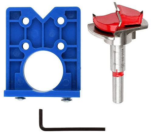 HEZUNHZ Hinge Jig Drill Bit Sets,Concealed Hinge Jig Drill Guide Sets,Door Hinge Jig 35mm Hinge Hole Cutter for Cabinet Hinges and Mounting Plates,Woodworking DIY Tools